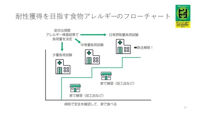 耐性獲得を目指す食物アレルギーのフローチャート